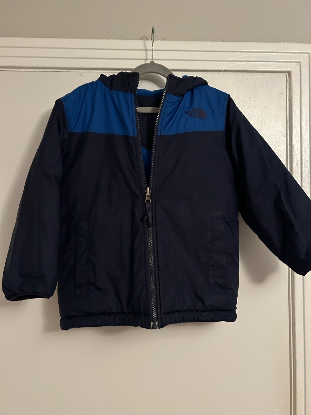 The North Face Reversible Navy & Royal Blue Hooded Jacket | youth XS (6)